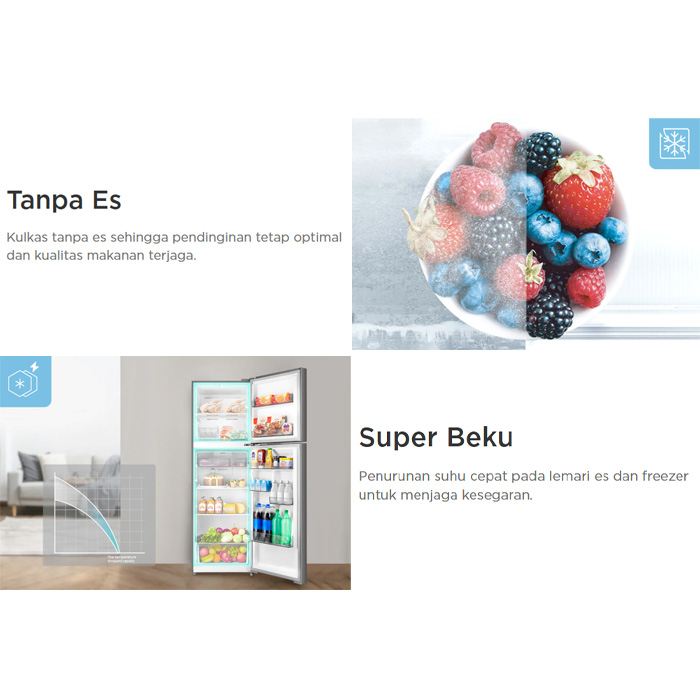 Midea Kulkas Everest 2 Pintu 428 Liter Inverter Black - MDRT 572 EVF28ID | MDRT-572- EVF28ID